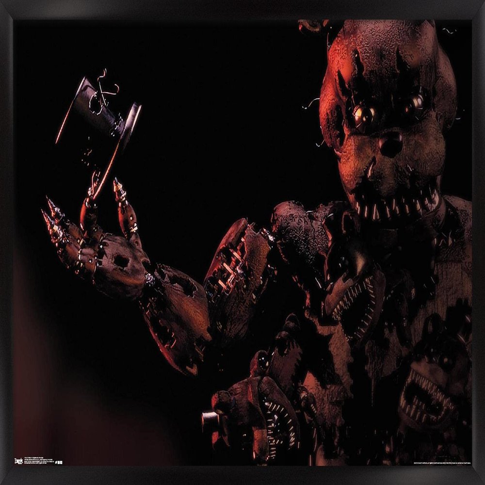 Trends International Five Nights at Freddy's - Nightmare Freddy Wall Poster, 14.725" x 22.375", Black Framed Version