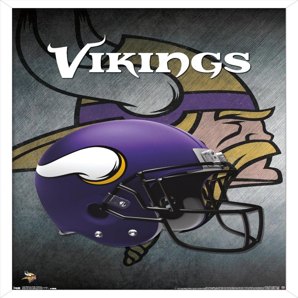 Trends International NFL Minnesota VIkings - Helmet 16 Wall Poster, 14.725" x 22.375", White Framed Version