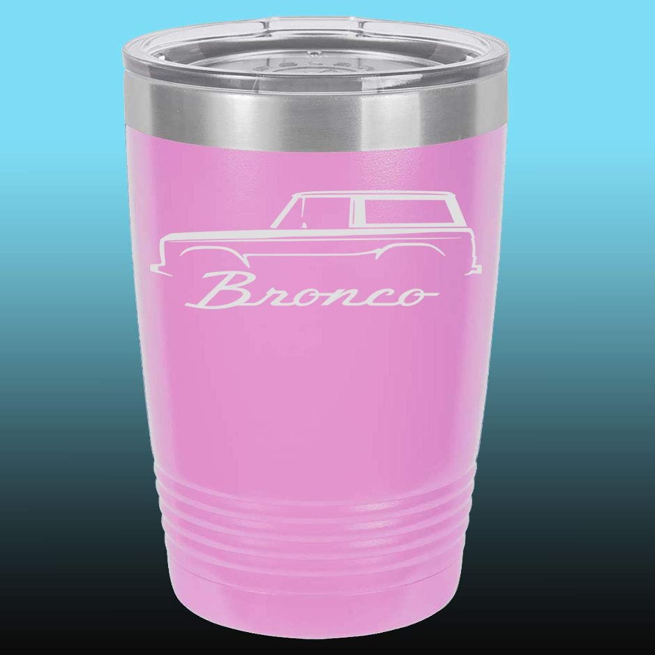 1966-77 Ford Bronco 20oz Stainless Steel Tumbler w/Clear Lid ltpink
