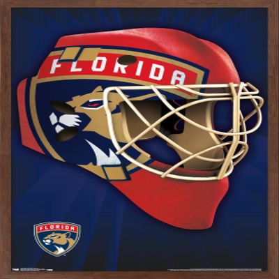 Trends International NHL Florida Panthers Mask 16 Wall Poster, 14.725" x 22.375", Mahogany Framed Version