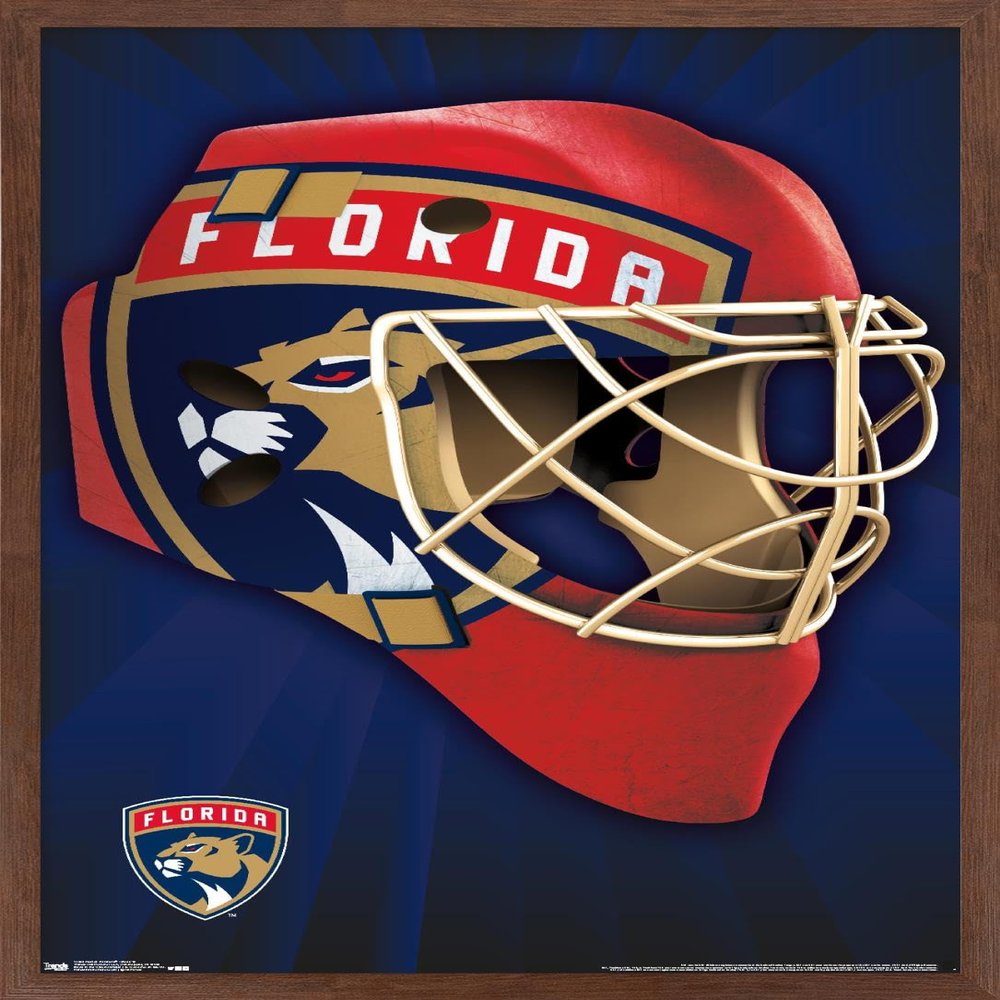 Trends International NHL Florida Panthers Mask 16 Wall Poster, 14.725" x 22.375", Mahogany Framed Version