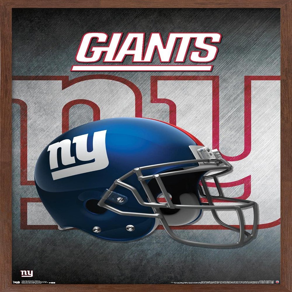 Trends International NFL New York Giants - Helmet 16 Wall Poster, 14.725" x 22.375", Mahogany Framed Version