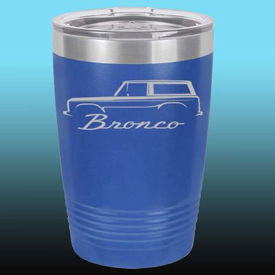 1966-77 Ford Bronco 20oz Stainless Steel Tumbler w/Clear Lid royal