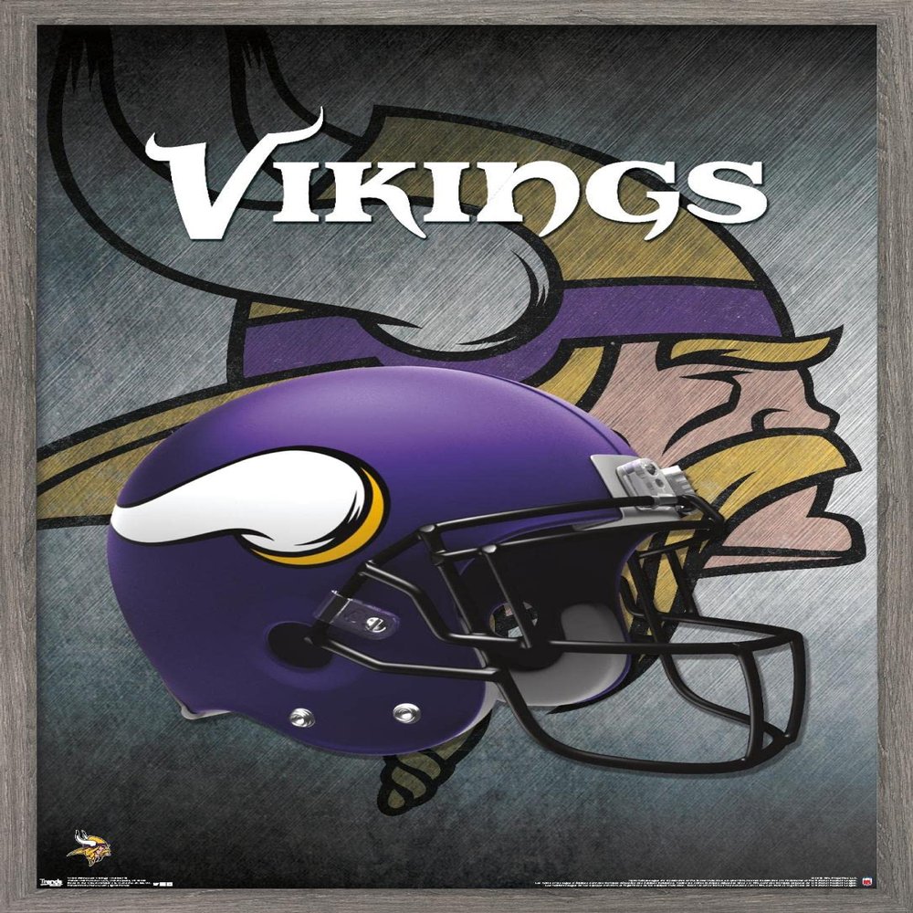 Trends International NFL Minnesota VIkings - Helmet 16 Wall Poster, 14.725" x 22.375", Barnwood Framed Version