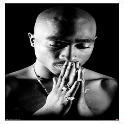 Trends International Tupac - Praying Wall Poster, 14.725" x 22.375", White Framed Version