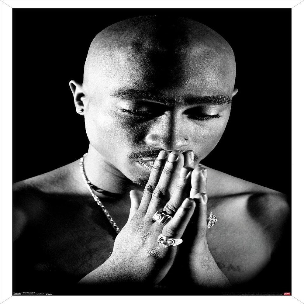 Trends International Tupac - Praying Wall Poster, 14.725" x 22.375", White Framed Version