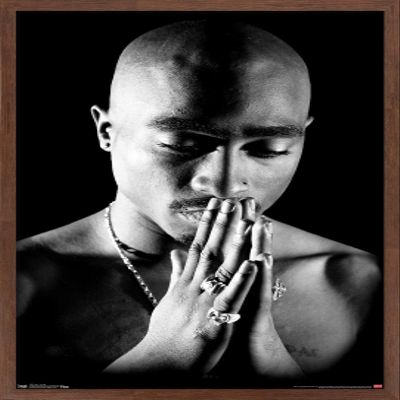 Trends International Tupac - Praying Wall Poster, 14.725" x 22.375", Mahogany Framed Version