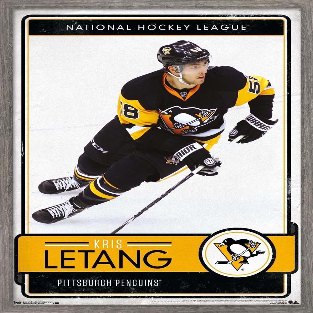 Trends International NHL Pittsburgh Penguins - Kris Letang 16 Wall Poster, 14.725" x 22.375", Barnwood Framed Version