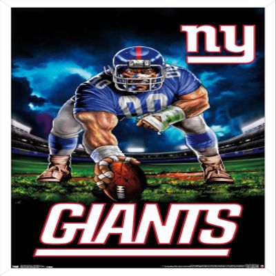 Trends International NFL New York Giants - 3 Point Stance 19 Wall Poster, 14.725" x 22.375", White Framed Version