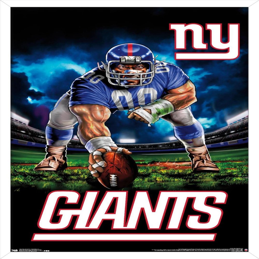 Trends International NFL New York Giants - 3 Point Stance 19 Wall Poster, 14.725" x 22.375", White Framed Version