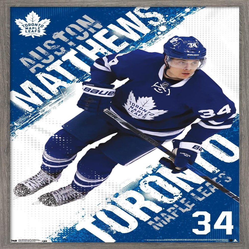 Trends International NHL Toronto Maple Leafs - Austin Matthews 16 Wall Poster, 22.375" x 34", Barnwood Framed Version