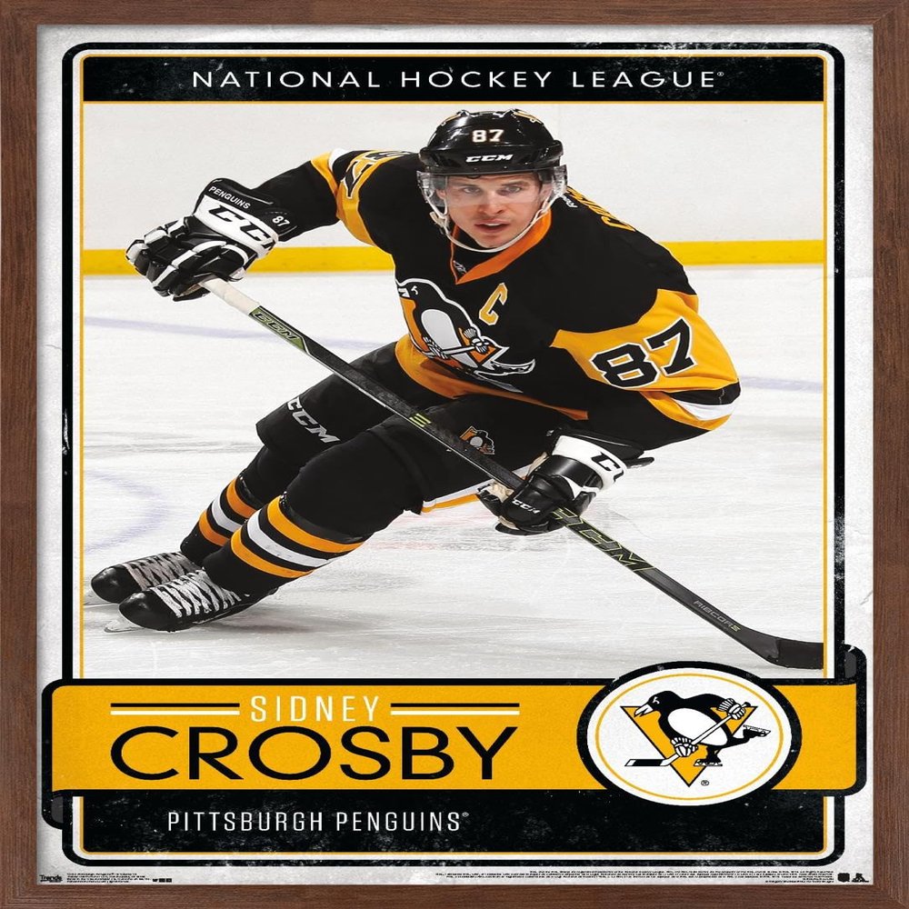 Trends International NHL Pittsburgh Penguins - Sidney Crosby 16 Wall Poster, 14.725" x 22.375", Mahogany Framed Version