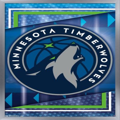 Trends International NBA Minnesota Timberwolves - Logo 17 Wall Poster, 22.4L x 14.7W, Silver Framed Version
