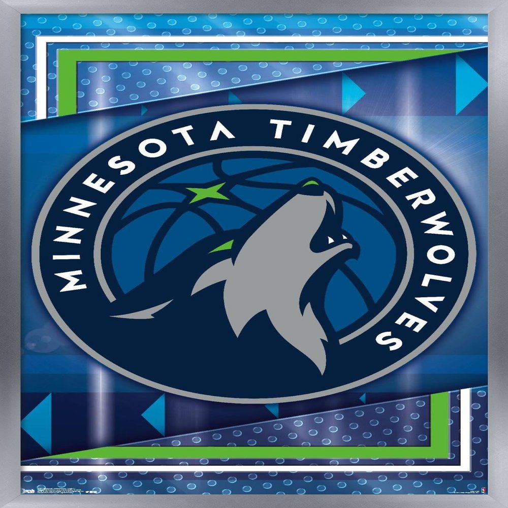 Trends International NBA Minnesota Timberwolves - Logo 17 Wall Poster, 22.4L x 14.7W, Silver Framed Version