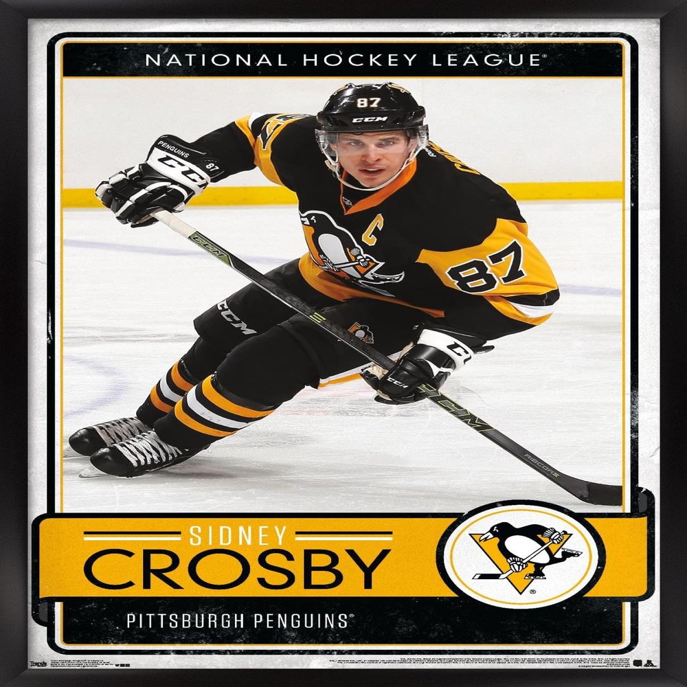Trends International NHL Pittsburgh Penguins - Sidney Crosby 16 Wall Poster, 14.725" x 22.375", Black Framed Version