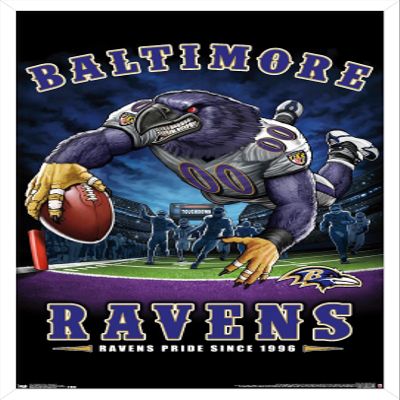 Trends International NFL Baltimore Ravens - End Zone 17 Wall Poster, 14.725" x 22.375", White Framed Version