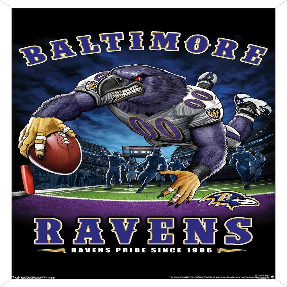 Trends International NFL Baltimore Ravens - End Zone 17 Wall Poster, 14.725" x 22.375", White Framed Version