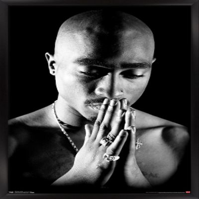 Trends International Tupac - Praying Wall Poster, 14.725" x 22.375", Black Framed Version