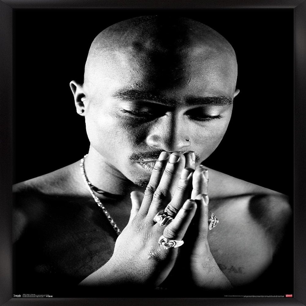 Trends International Tupac - Praying Wall Poster, 14.725" x 22.375", Black Framed Version