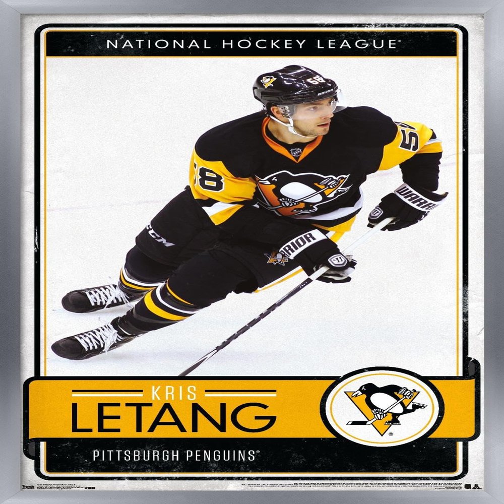 Trends International NHL Pittsburgh Penguins - Kris Letang 16 Wall Poster, 14.725" x 22.375", Silver Framed Version