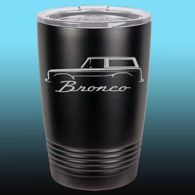 1966-77 Ford Bronco 20oz Stainless Steel Tumbler w/Clear Lid black