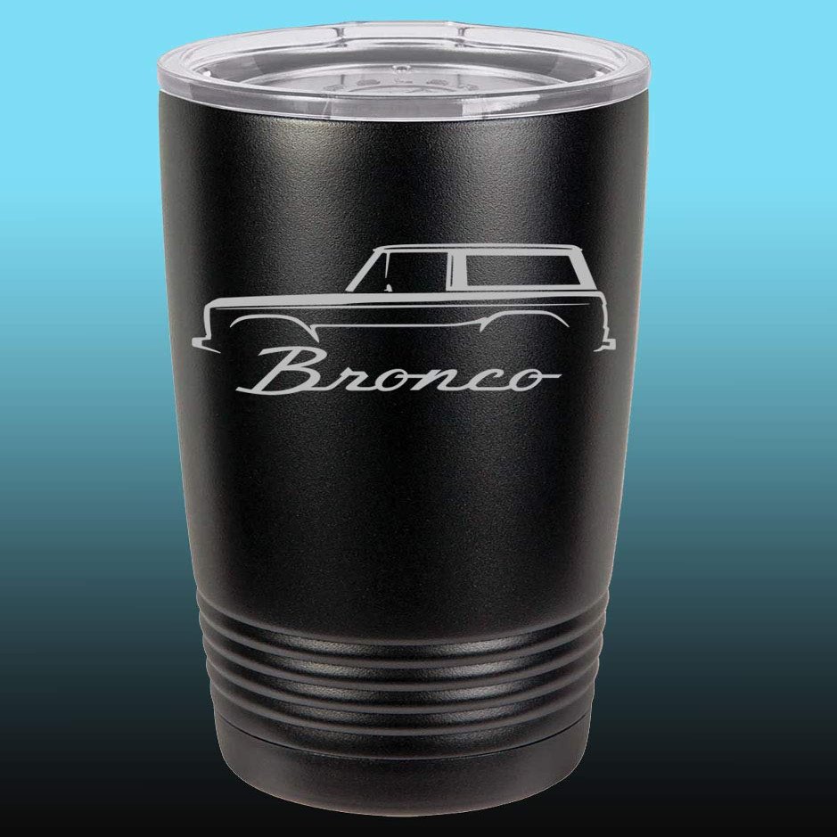 1966-77 Ford Bronco 20oz Stainless Steel Tumbler w/Clear Lid black
