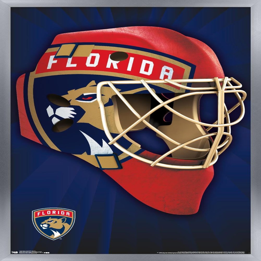 Trends International NHL Florida Panthers Mask 16 Wall Poster, 14.725" x 22.375", Silver Framed Version