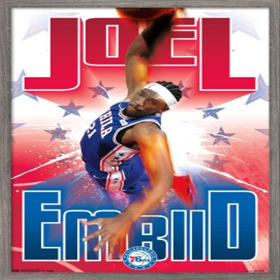 Trends International NBA Philadelphia 76ers - Joel Embiid Wall Poster, 22.375" x 34", Barnwood Framed Version