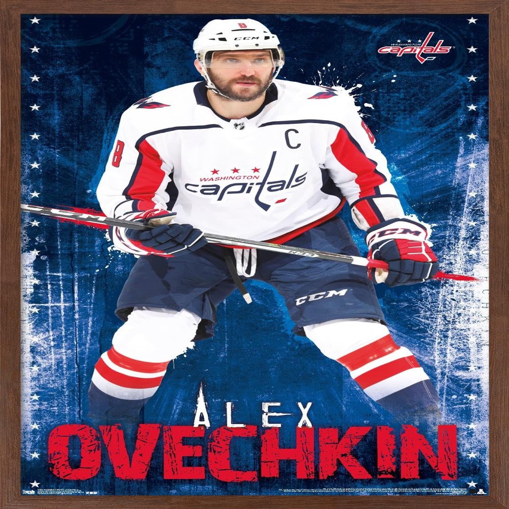 NHL Washington Capitals - Alex Ovechkin 17 Wall Poster, 22.4L" x 14.7W", Mahogany Framed Version