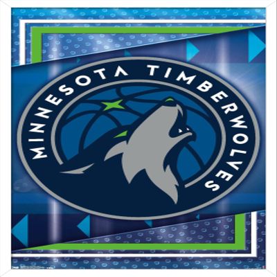 Trends International NBA Minnesota Timberwolves - Logo 17 Wall Poster, 22.4L x 14.7W, White Framed Version