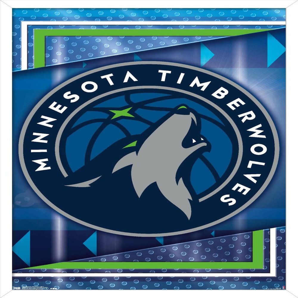 Trends International NBA Minnesota Timberwolves - Logo 17 Wall Poster, 22.4L x 14.7W, White Framed Version