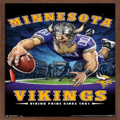 Trends International NFL Minnesota VIkings - End Zone 17 Wall Poster, 14.725" x 22.375", Mahogany Framed Version