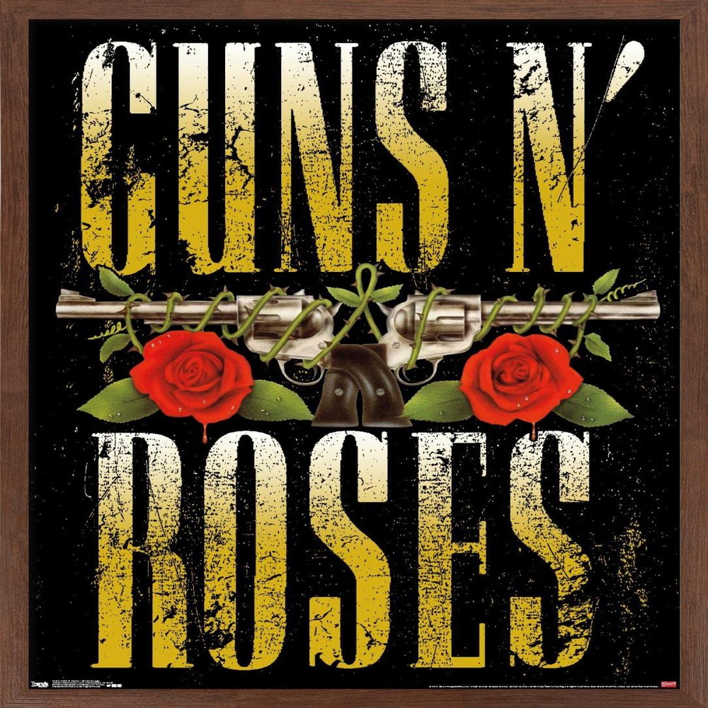 Guns N' Roses - Stacked Logo Wall Poster, 22.4L" x 14.7W", Mahogany Framed Version