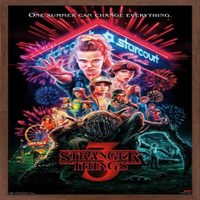 Trends International Netflix Stranger Things: Season 3 - One Sheet Wall Poster, 14.725" x 22.375", Mahogany Framed Version