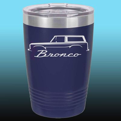1966-77 Ford Bronco 20oz Stainless Steel Tumbler w/Clear Lid navy