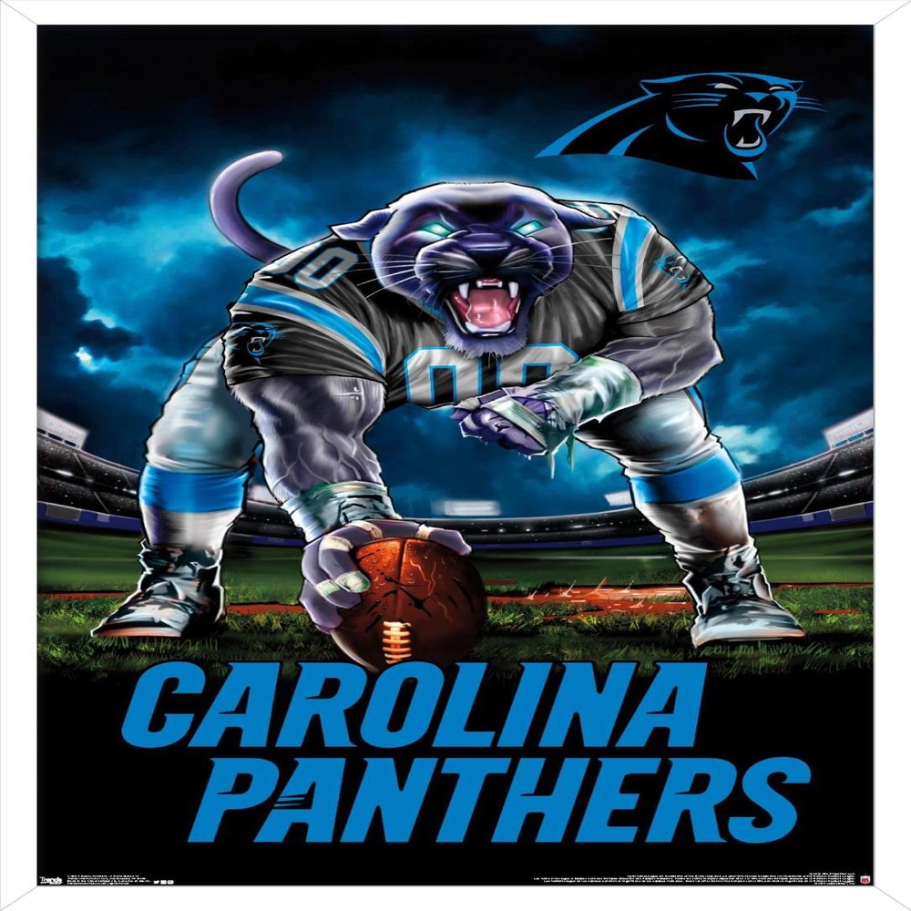 Trends International NFL Carolina Panthers - 3 Point Stance 19 Wall Poster, 22.375" x 34", White Framed Version