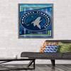 Trends International NBA Minnesota Timberwolves - Logo 17 Wall Poster, 34L x 22.4W, Barnwood Framed Version view 2