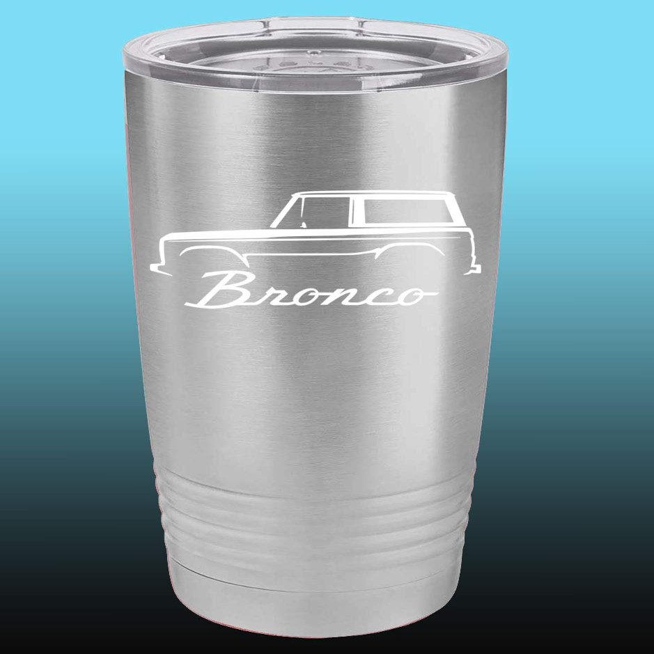 1966-77 Ford Bronco 20oz Stainless Steel Tumbler w/Clear Lid stainless