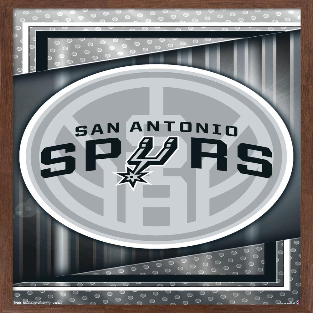 Trends International NBA San Antonio Spurs - Logo 17 Wall Poster, 22.4L x 14.7W, Mahogany Framed Version