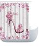 Amagical Pink Butterfly and Girls High Heels Shoe 3 Piece Bathroom Mat Set Shower Curtain Set Bath Mat Contour Mat Fabric Shower Curtain with 12 Hooks view 2