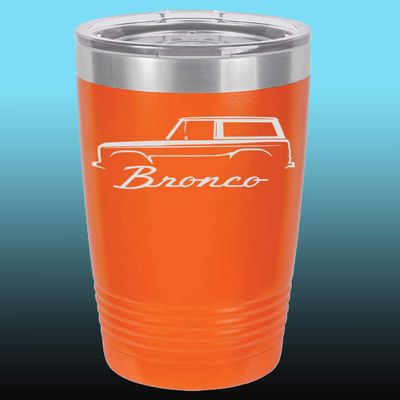 1966-77 Ford Bronco 20oz Stainless Steel Tumbler w/Clear Lid orange