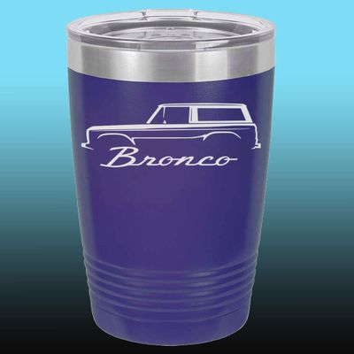 1966-77 Ford Bronco 20oz Stainless Steel Tumbler w/Clear Lid purple