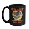 BeeTeeStore Funny Welder Coffee Mug - Best Arc Makers Since Noah Design for Arc, Mig, Tig & Spot Welders - 15oz Black Ceramic Tea Cup view 1