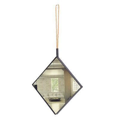28x28cm Square Hanging Wall Mirror Decorative Mirror,Living Room Bathroom Hallway Metal Framed Wall Mounted Mirror