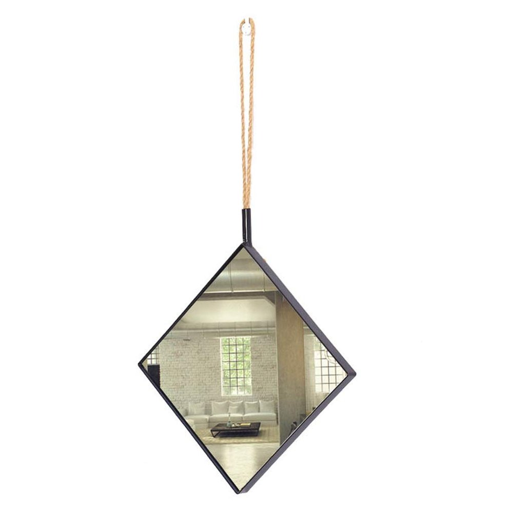 28x28cm Square Hanging Wall Mirror Decorative Mirror,Living Room Bathroom Hallway Metal Framed Wall Mounted Mirror