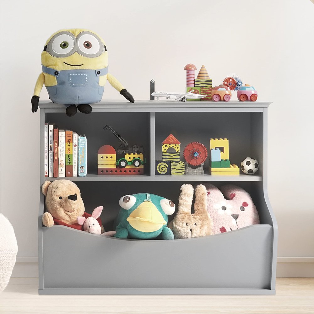 CAPHAUS Kids' Multifunctional Book and Toy Storage Cubby - Open Shelf Organizer for Nursery, Playroom, Closet - Home Organization Toy Bookcase