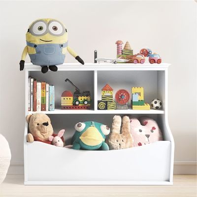CAPHAUS Kids' Toy Storage Organizer, Open Storage Cubby, Multifunctional Book and Toy Storage Cabinet, Book and Toy Storage Shelf for Nursery, Playroom, Closet, Home Organization Toy Bookcase