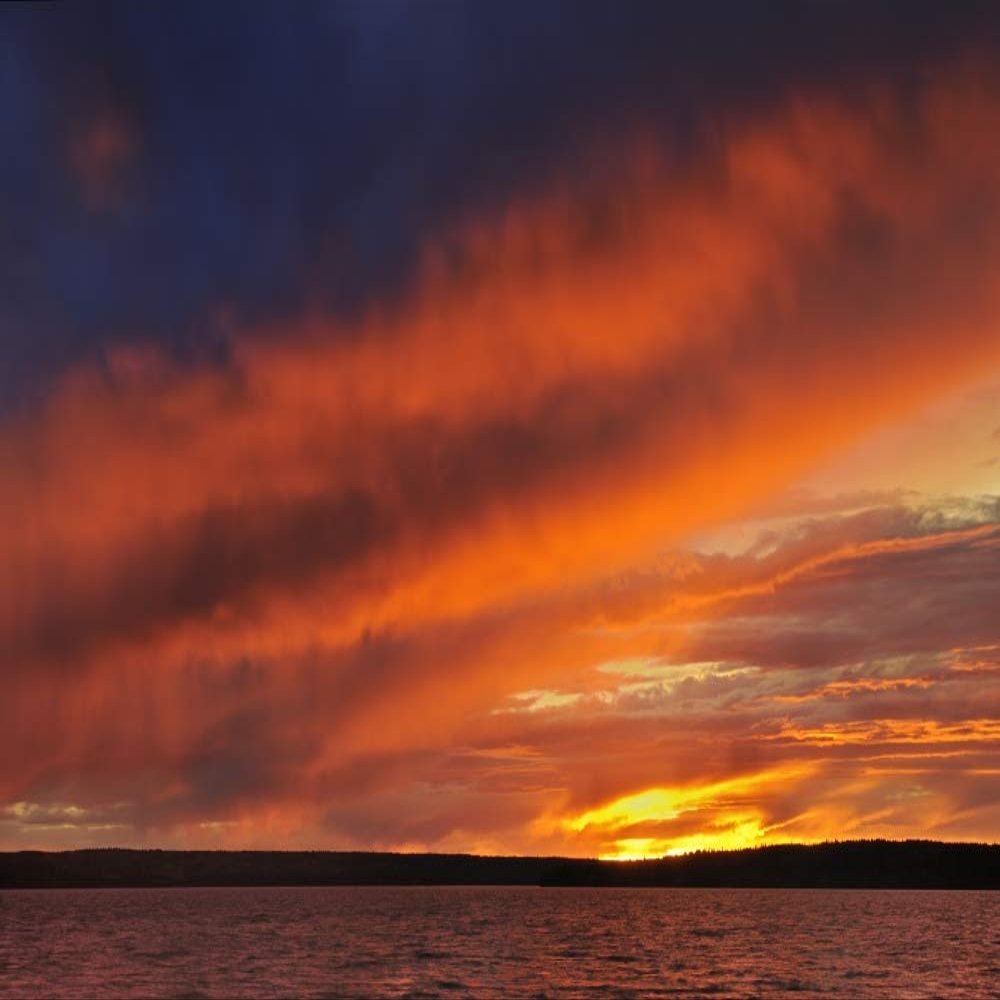 Posterazzi PDDCN11BJY0081LARGE Canada, Saskatchewan, Prince Albert National Park. Storm on Waskesiu Lake at Sunset Photo Print, 24 x 36, Multi