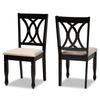 Baxton Studio Reneau Modern and Contemporary Sand Fabric Upholstered Espresso Brown Finished Wood 2-Piece Dining Chair Set view 1