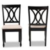 Baxton Studio Reneau Modern and Contemporary Sand Fabric Upholstered Espresso Brown Finished Wood 2-Piece Dining Chair Set view 4